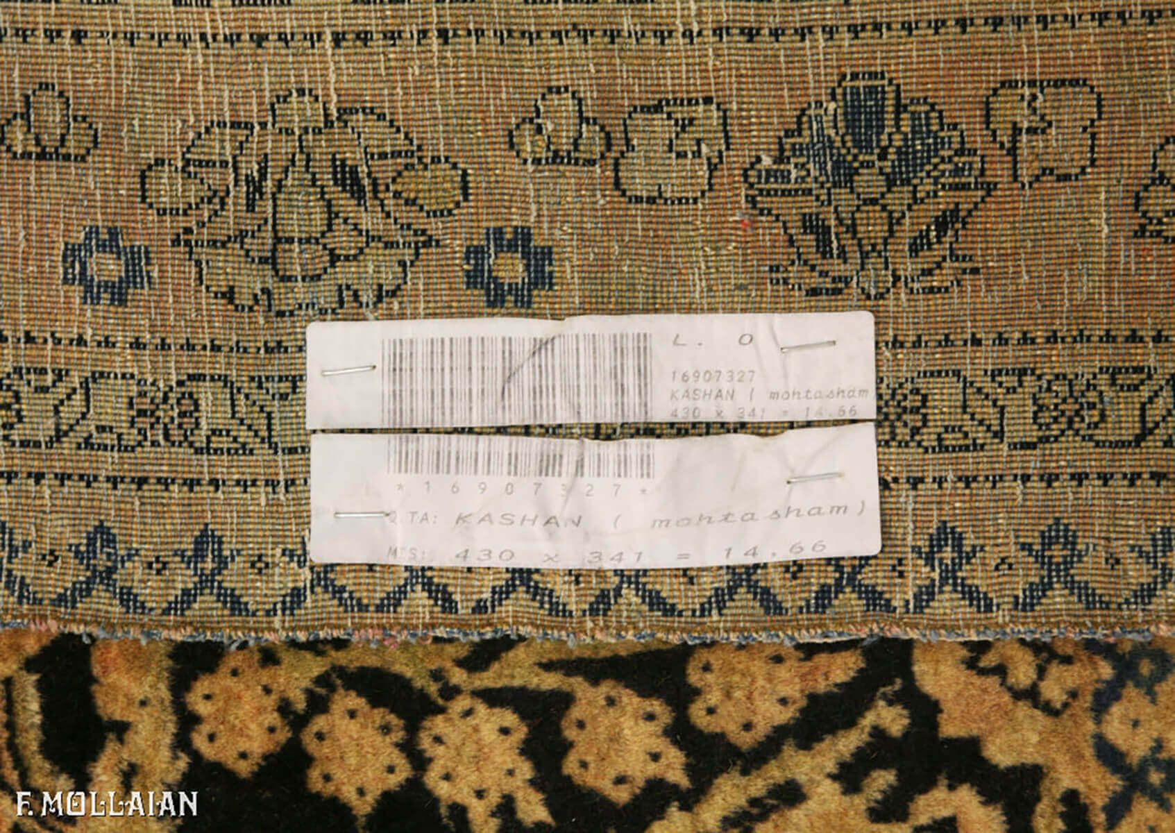 Tapis Persan Antique Kashan Mohtasham n°:16907327